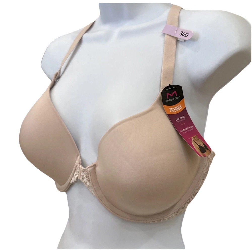 NWT Maidenform Racerback Smoothing Underwire Blush Pink Bra Style 07112 Size 36D